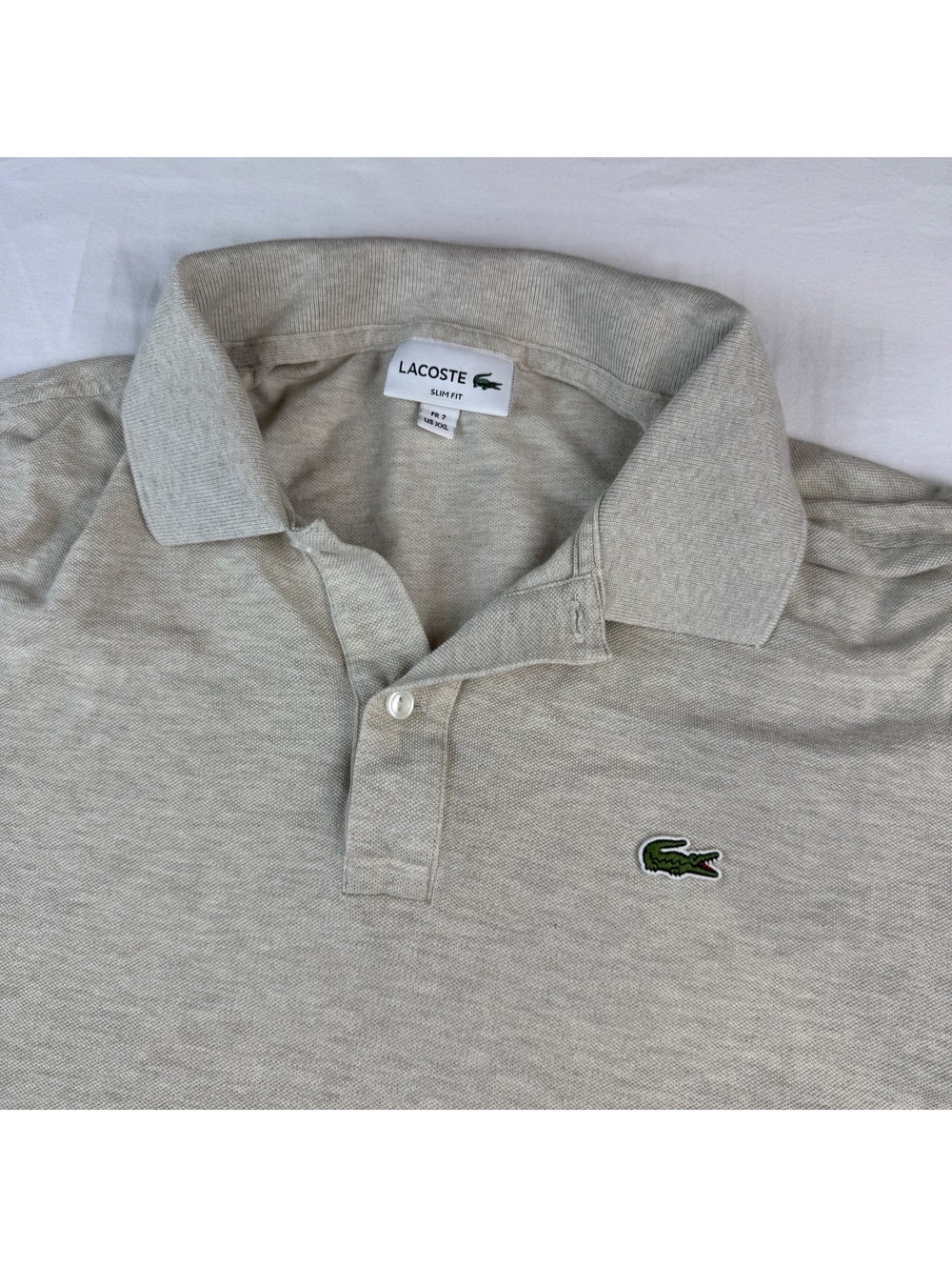 Lacoste Slim Fit 7, XXL Beige 100% Cotton Polo Shirt SLIM FIT